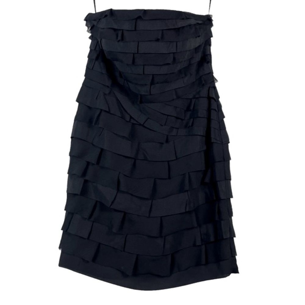 Ann Taylor Black Ruffle Strapless Tube Dress Mixed Media Size Sz 10 New Event